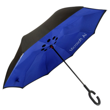 promotional logo printing wholesale inverted anti wind umbrella